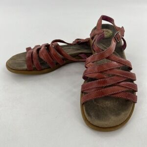 Earth Shoe Leather Strap Slingback Sandal Women 9 Chicory Rust Gum Sole Open Toe